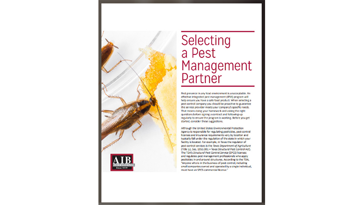 AIB Publishes E-book on Selecting a Pest Management Partner